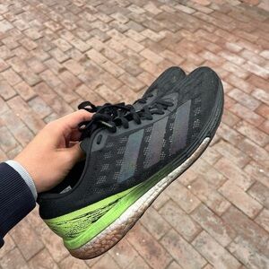 Adidas adizero Boston 9 Black and Neon Green Running Shoes